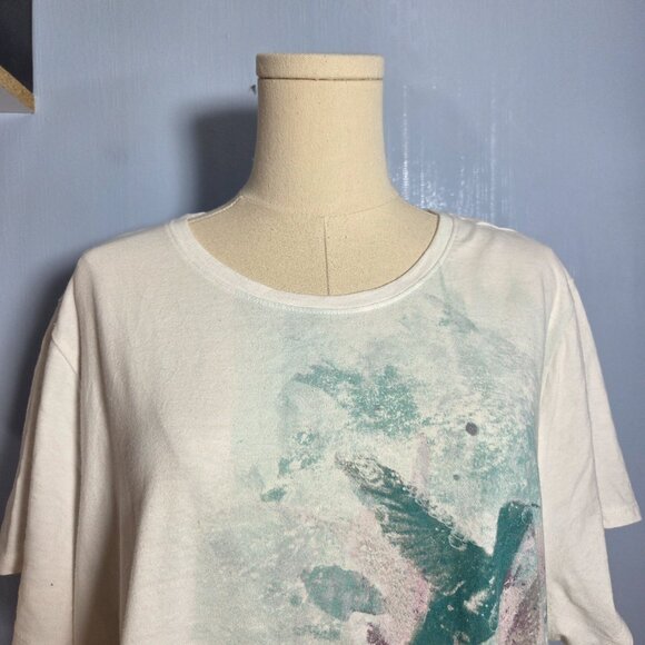 Sonoma 2x White Green Hummingbird Crewneck Shortsleeve Casual Summer T-Shirt - Picture 2 of 8